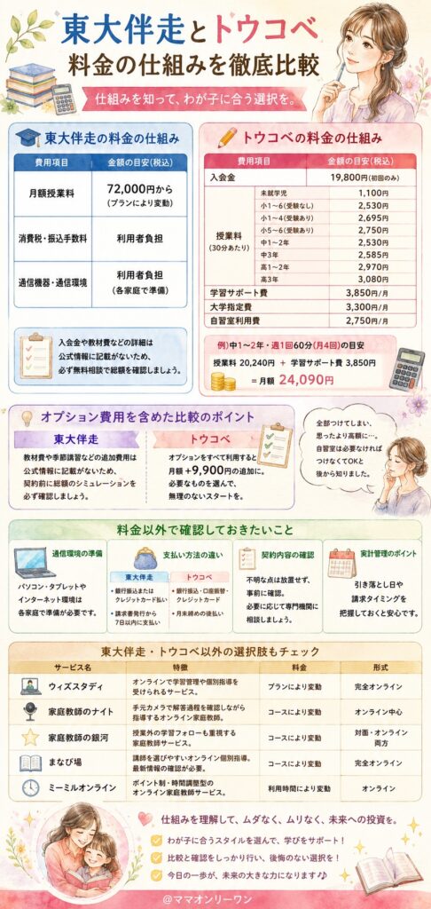 東大伴走とトウコベ 料金を比べると、どちらが検討しやすい？