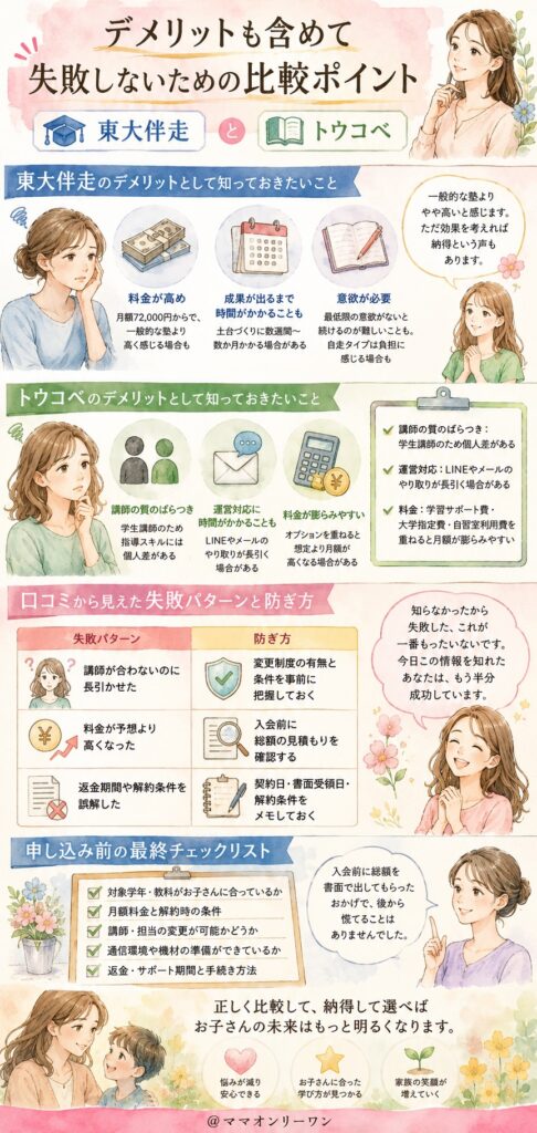 東大伴走とトウコベ デメリットも含めて、失敗しないための比較ポイント