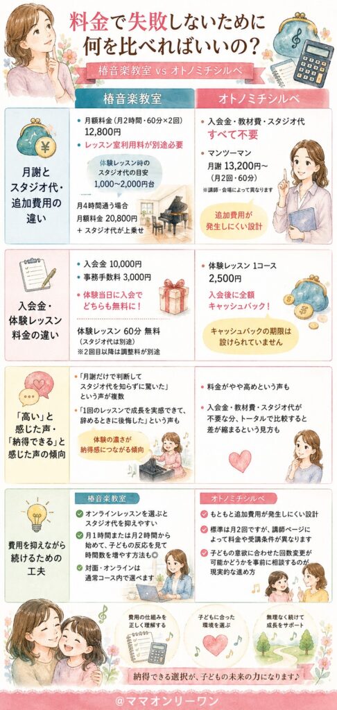 椿音楽教室とオトノミチシルベ 運営の仕組みや講師の質はどう違うの?