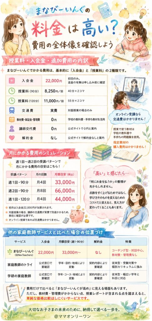 まなびーいんぐ(旧NexTeachers)の料金は高い？費用の全体像を確認しよう