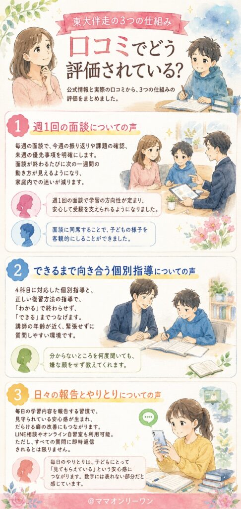 東大伴走の3つの仕組みは口コミでどう評価されている？
