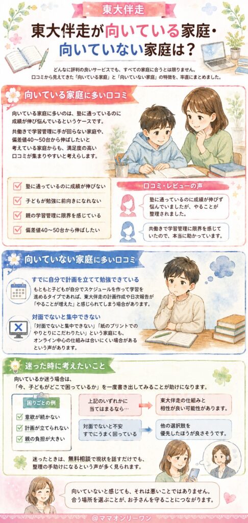 東大伴走が向いている家庭・向いていない家庭は？
