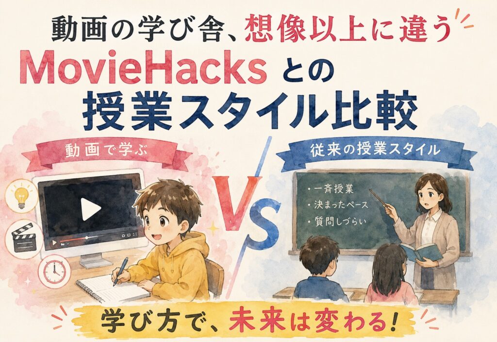 動画の学び舎、想像以上に違う、MovieHacksとの授業スタイル比較