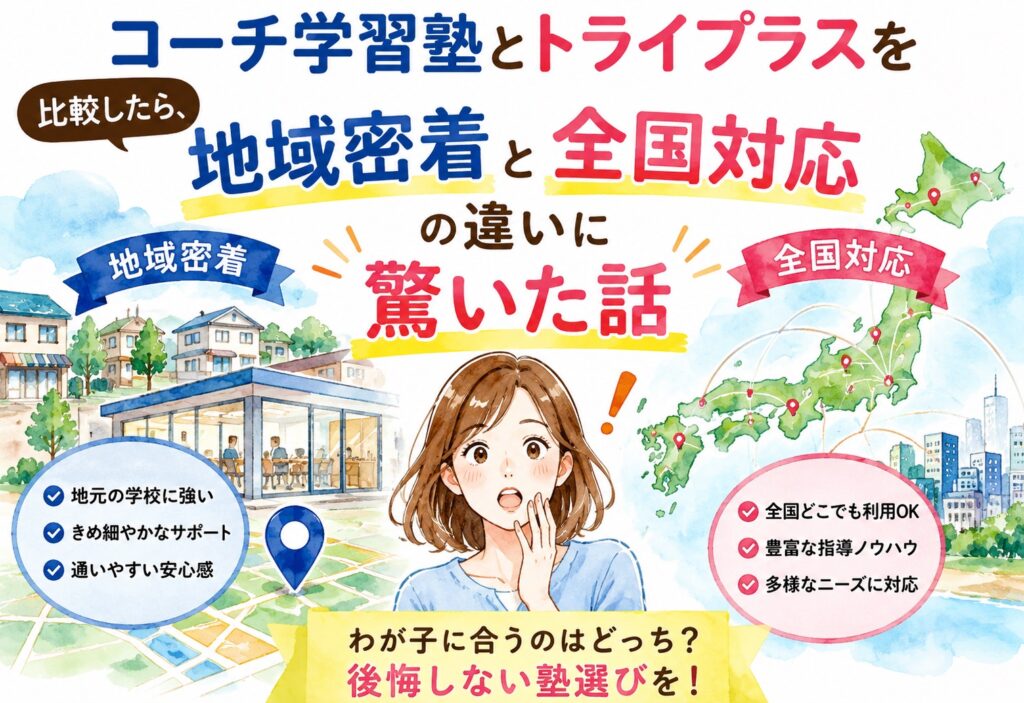 コーチ学習塾とトライプラスを比較したら、地域密着と全国対応の違いに驚いた話