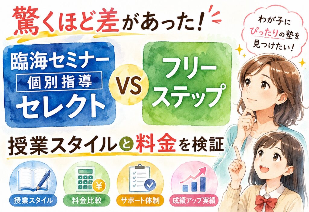 臨海セミナー個別指導セレクトとフリーステップを比較したら驚くほど差があった!授業スタイルと料金を検証
