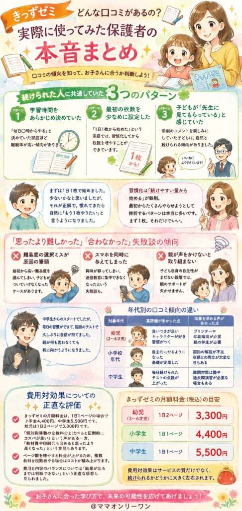 きっずゼミ 実際に使ってみた保護者の本音は？口コミ傾向をまとめると