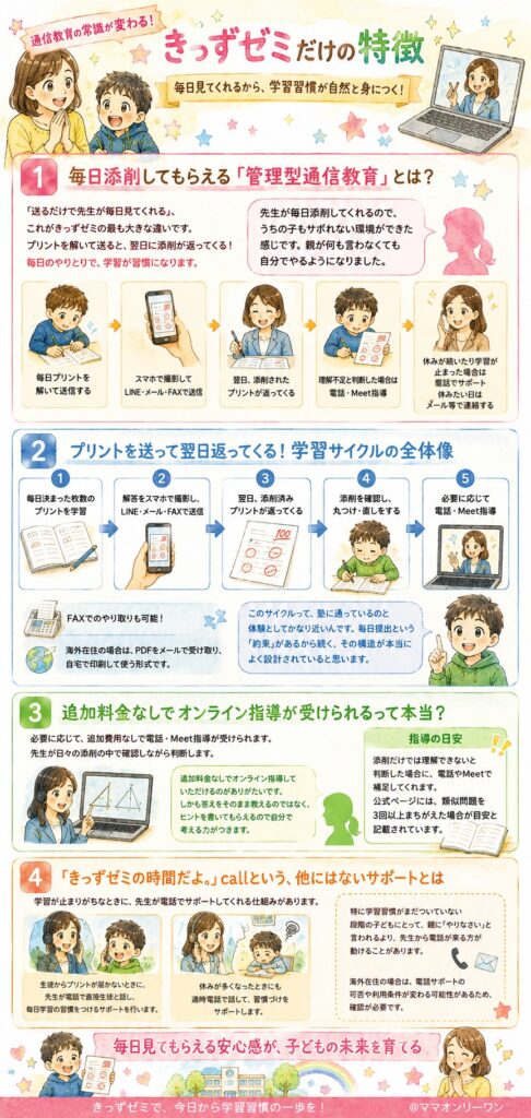 きっずゼミ 他の通信教育と何が違うの？きっずゼミだけの特徴は？