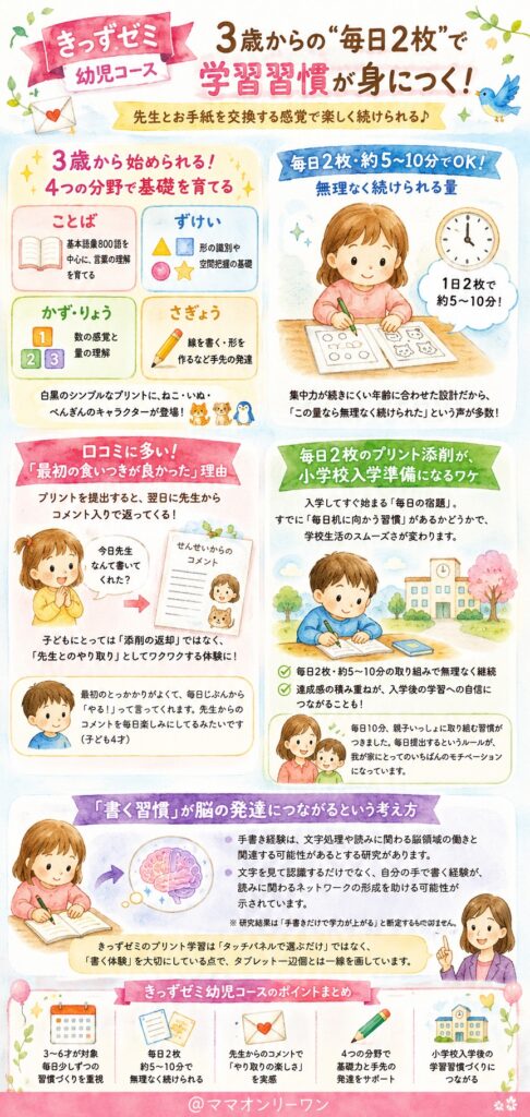 きっずゼミ 幼児の通信教育として使えるの？添削は幼い子にも合ってるの？