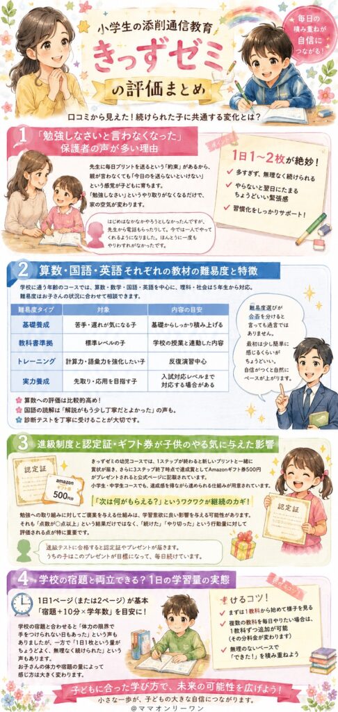 きっずゼミ 小学校の子どもの添削通信教育として、きっずゼミはどう評価されてる？