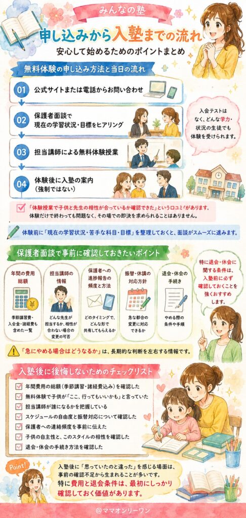 みんなの塾 申し込みから入塾までの流れはどうなっているの？