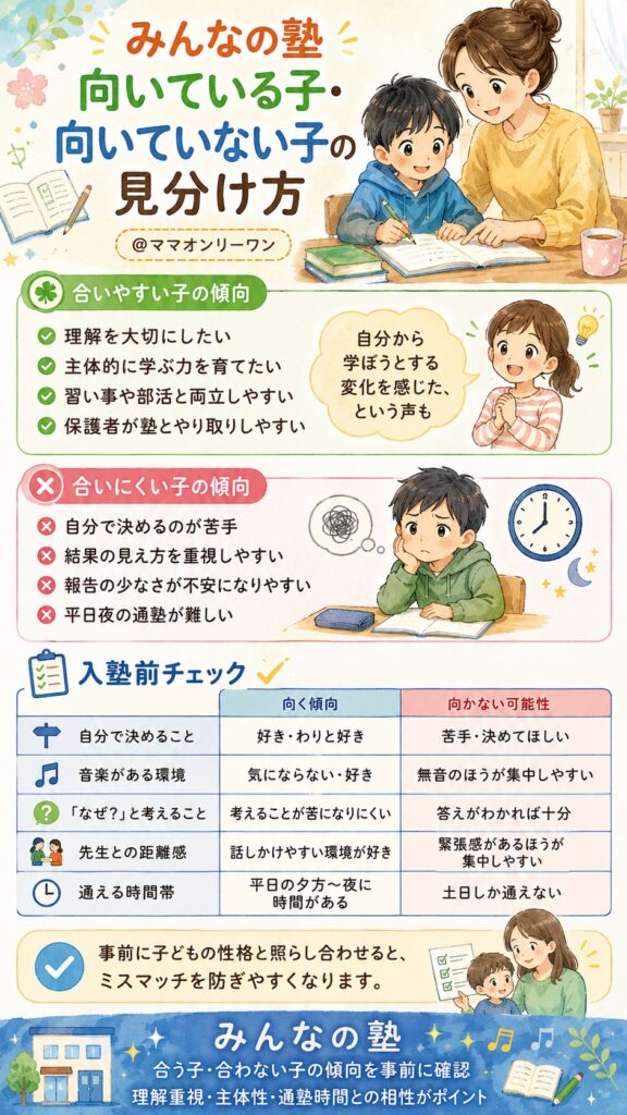 みんなの塾 みんなの塾が向いている子・向いていない子はどう見分けるの？