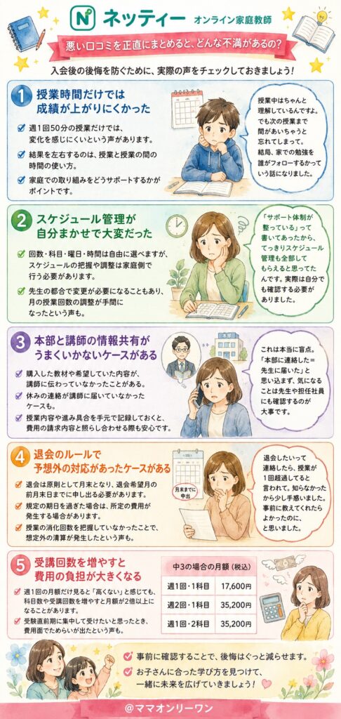 ネッティー 悪い口コミを正直にまとめると、どんな不満があるの？