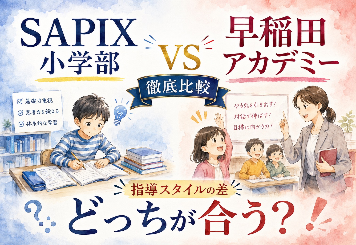 SAPIX小学部 vs 早稲田アカデミーを徹底比較、まさかの指導スタイルの差に驚いた