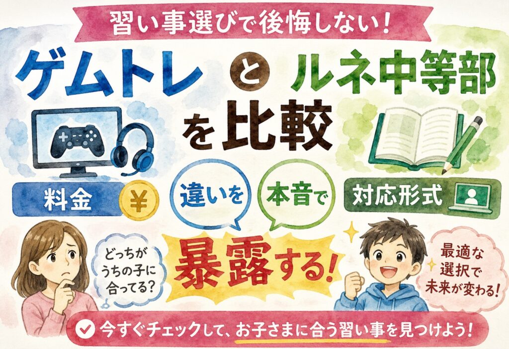 ゲムトレとルネ中等部を比較、料金や対応形式の違いを本音で暴露する習い事選び