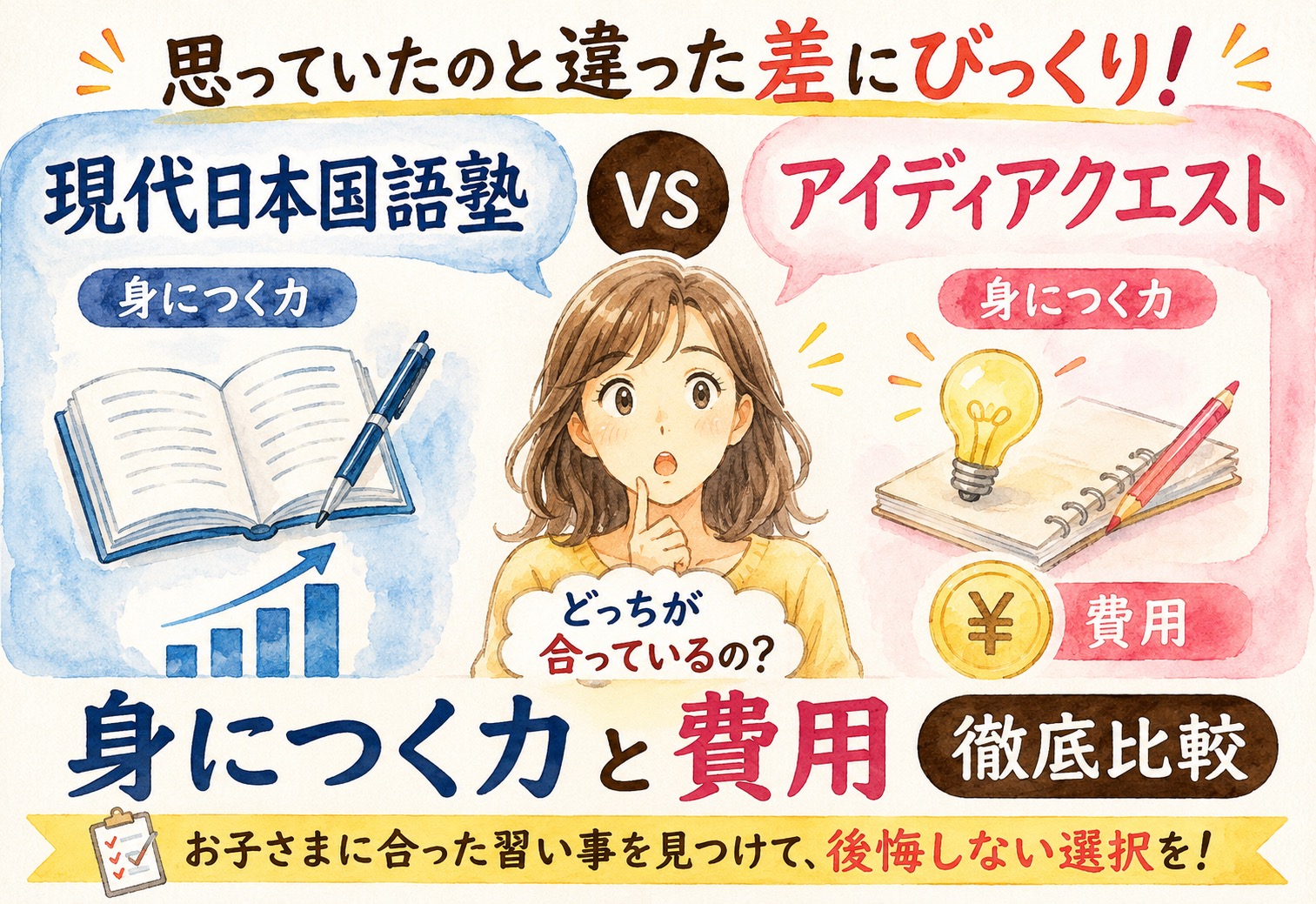 現代日本国語塾とアイディアクエスト、思っていたのと違った差にびっくり、身につく力と費用を徹底比較
