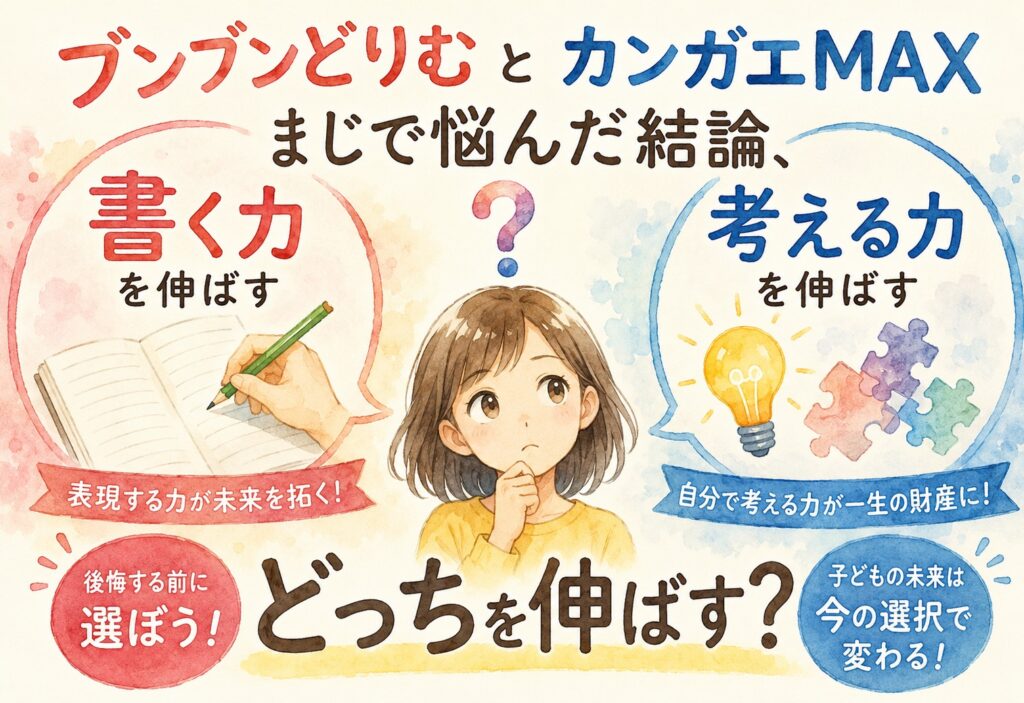 ブンブンどりむとカンガエMAX。まじで悩んだ結論、書く力と考える力どっちを伸ばす