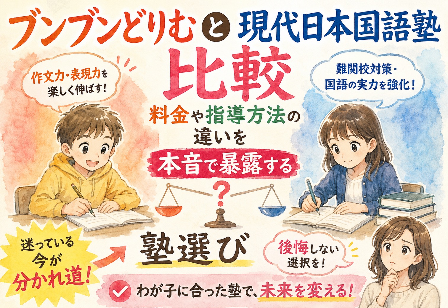 ブンブンどりむと現代日本国語塾を比較、料金や指導方法の違いを本音で暴露する塾選び