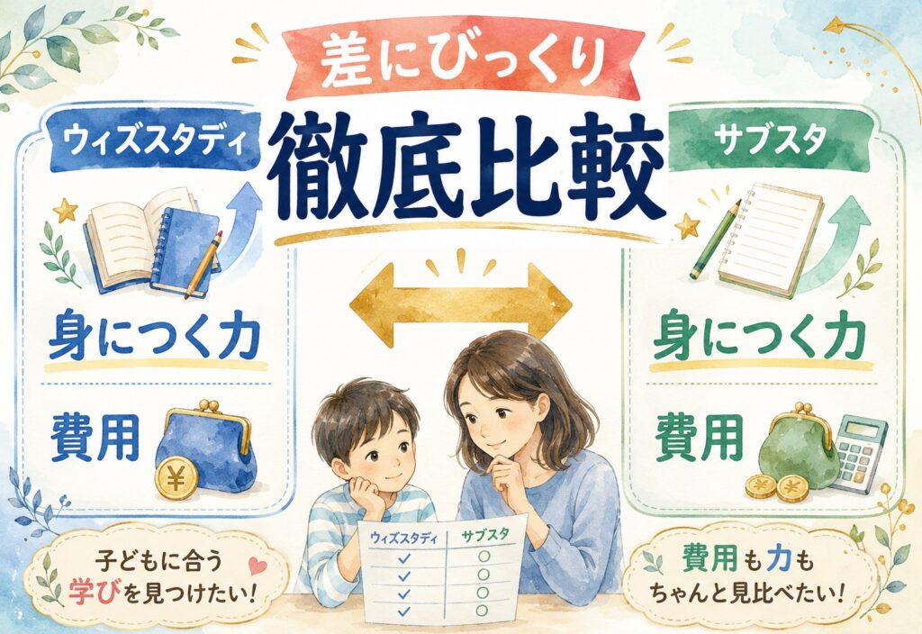ウィズスタディとサブスタ、思っていたのと違った差にびっくり、身につく力と費用を徹底比較