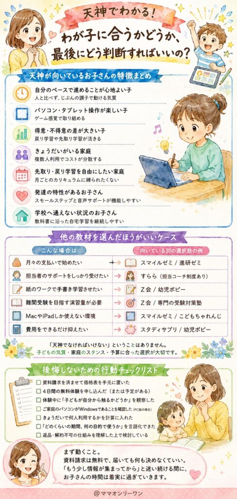 天神 我が子に合うかどうか、最後にどう判断すればいいの?
