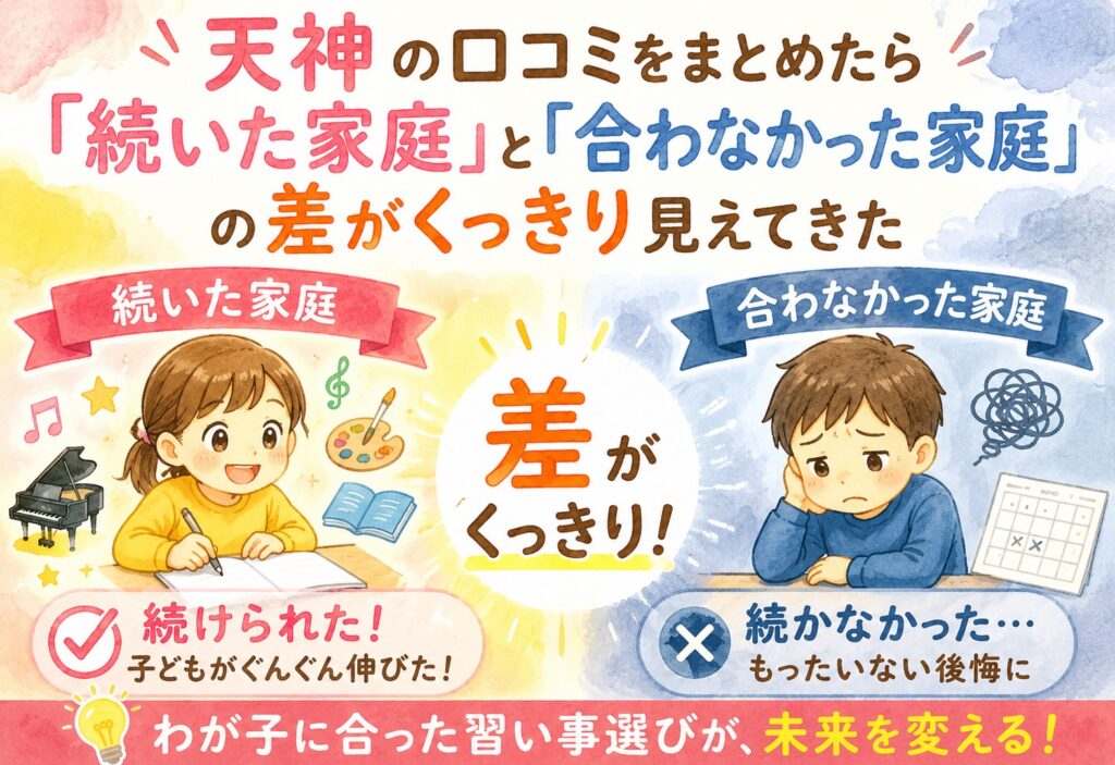 天神の口コミをまとめたら「続いた家庭」と「合わなかった家庭」の差がくっきり見えてきた