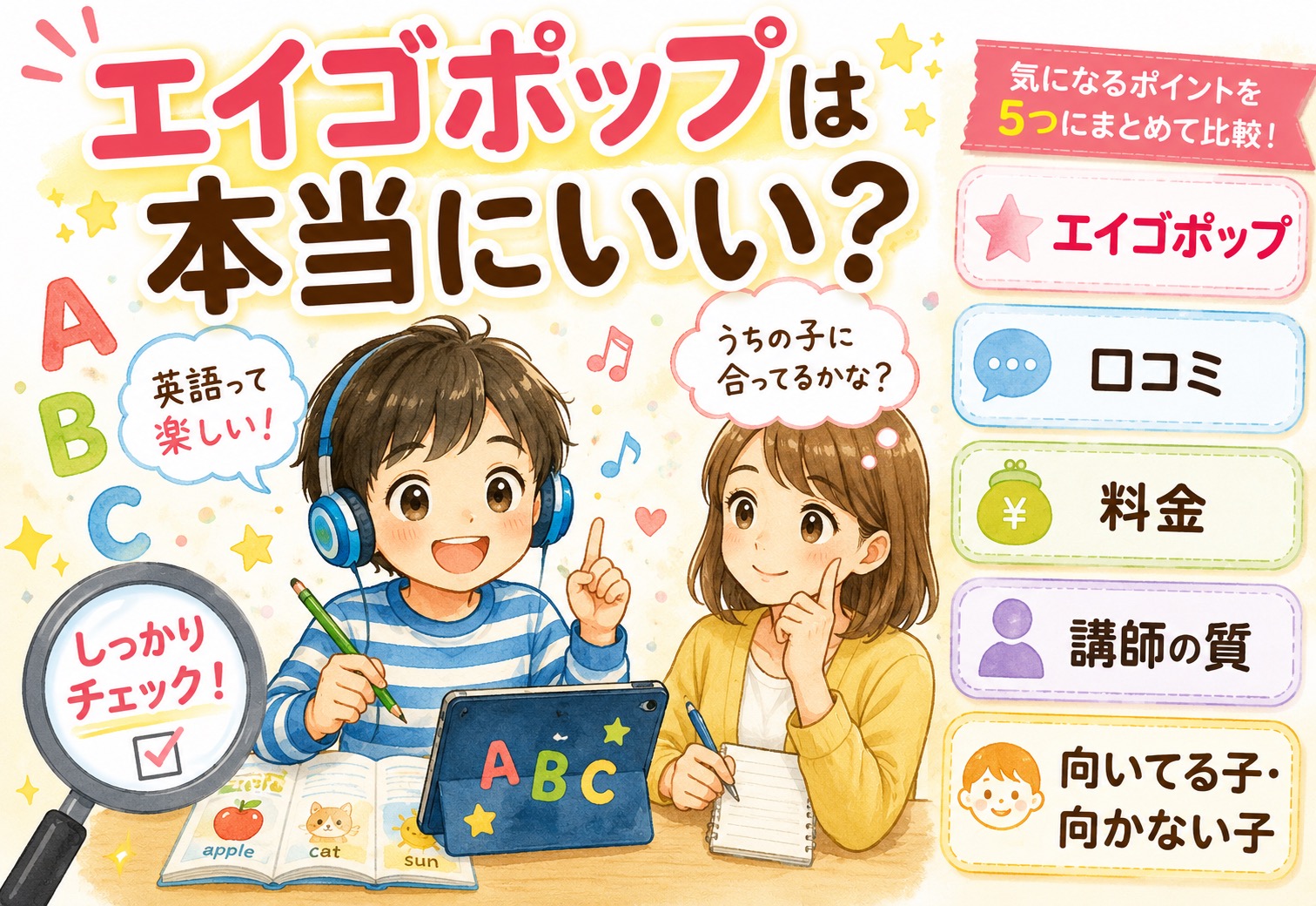エイゴポップは本当にいいの？口コミから見えた料金・講師の質・向いてる子・向かない子を全部まとめます
