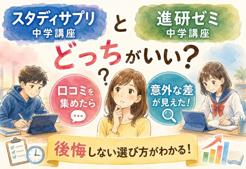 スタディサプリ中学講座と進研ゼミ中学講座どっちがいい、口コミを集めたら意外な差が見えた