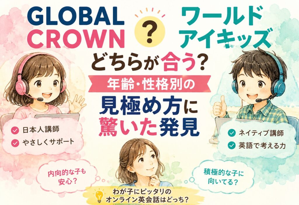 GLOBAL CROWNとワールドアイキッズどちらが合う?年齢・性格別の見極め方に驚いた発見