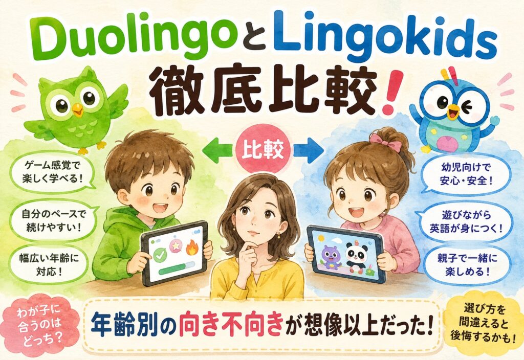 DuolingoとLingokidsを徹底比較!年齢別の向き不向きが想像以上だった