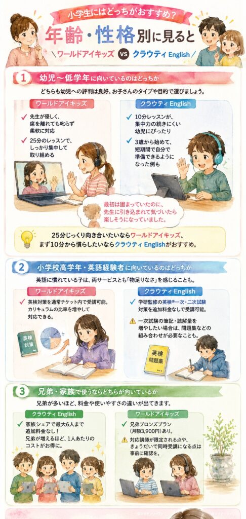 小学生にはどっちがおすすめ?年齢・性格別に見ると
