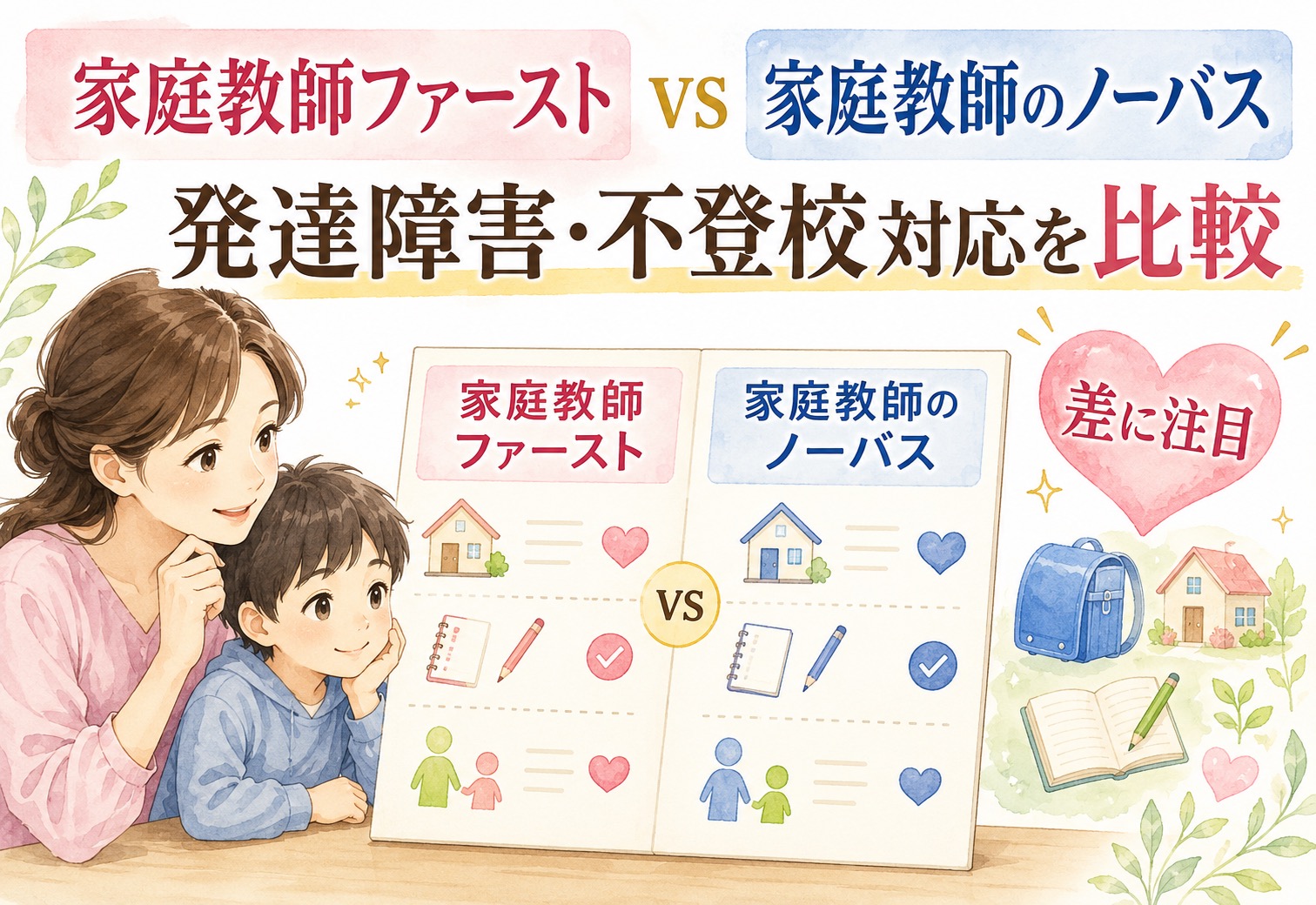 家庭教師ファーストと家庭教師のノーバスを比べたら発達障害・不登校対応の差に胸を打たれました
