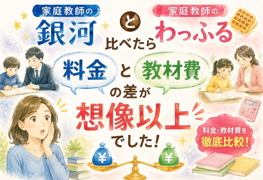 家庭教師の銀河と家庭教師のわっふるを比べたら料金と教材費の差が想像以上でした
