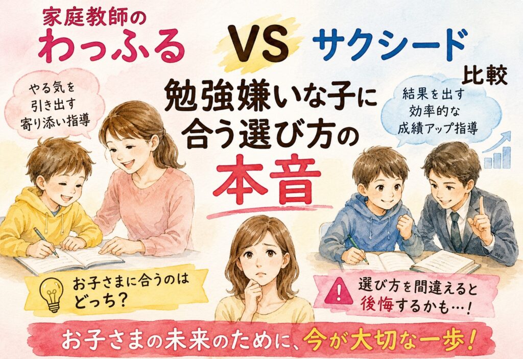 家庭教師のわっふるとサクシード比較｜勉強嫌いな子に合う選び方の本音