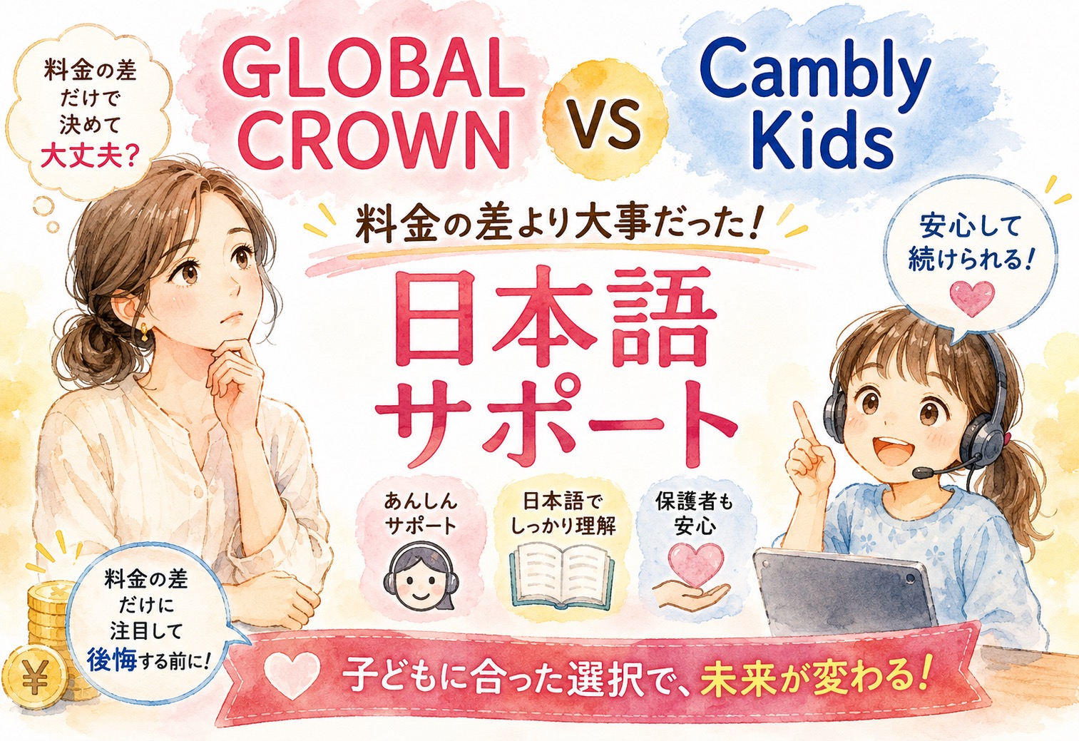 GLOBAL CROWN vs Cambly Kids、料金の差より大事だった日本語サポートという条件