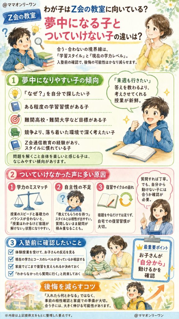 わが子はZ会の教室に向いている?夢中になる子とついていけない子の違いは?