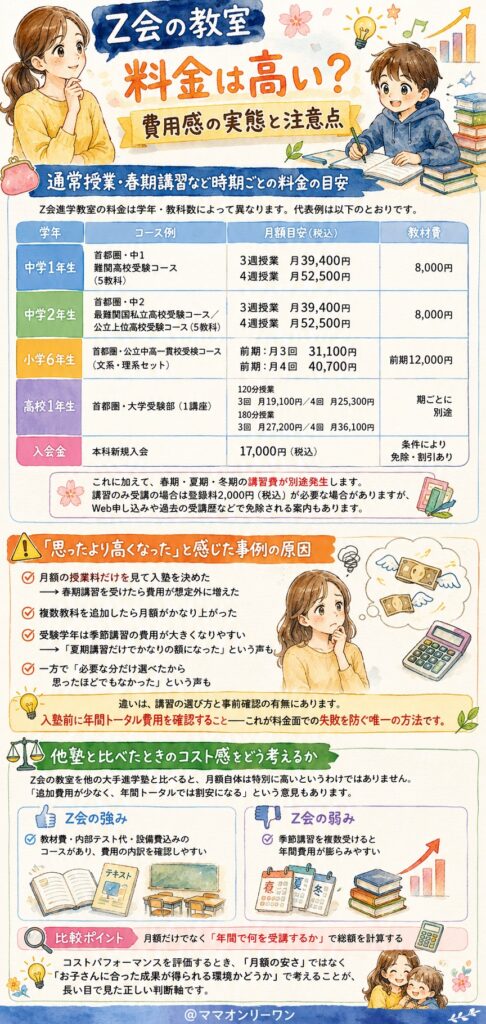 Z会の教室の料金は高い?費用感の実態と注意点