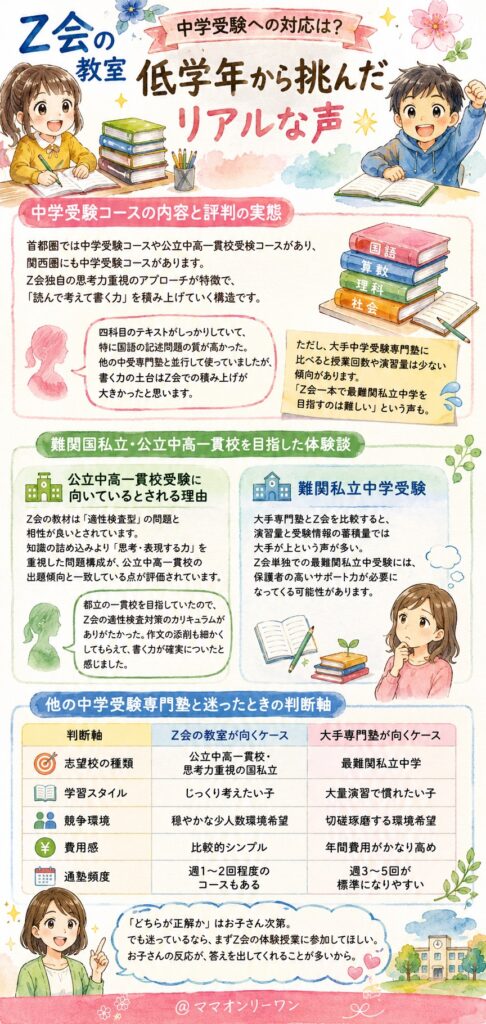 Z会の教室 中学受験への対応は?低学年から挑んだリアルな声