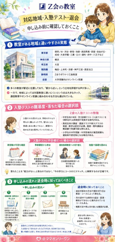 Z会の教室 対応地域・入塾テスト・退会、申し込み前に確認しておくこと