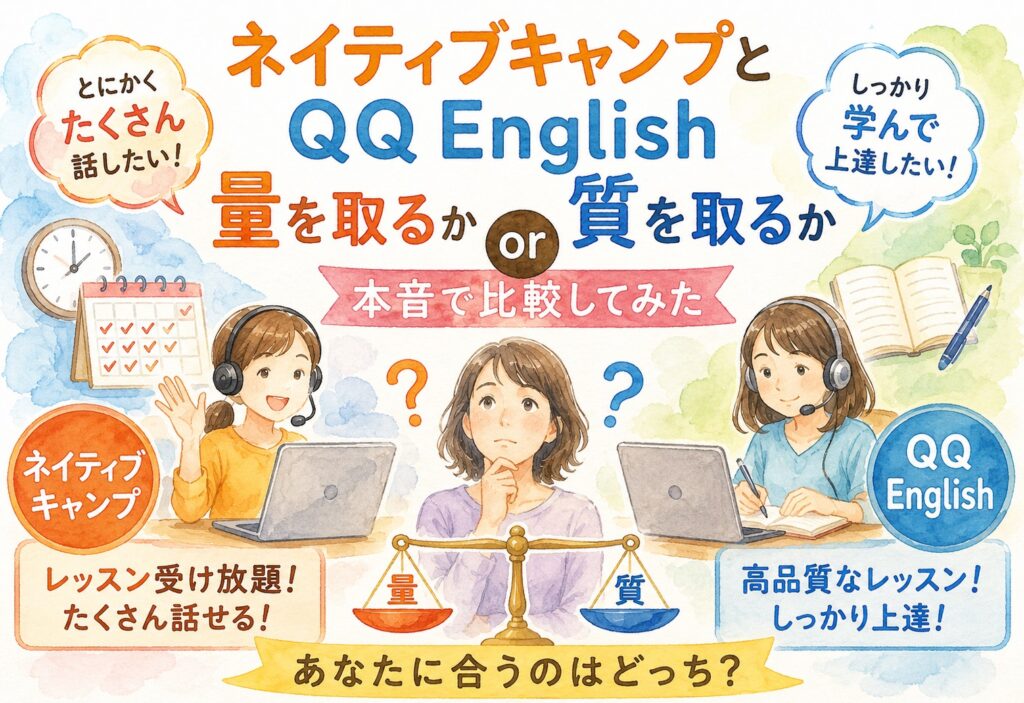 ネイティブキャンプとQQ English、量を取るか質を取るか本音で比較してみた