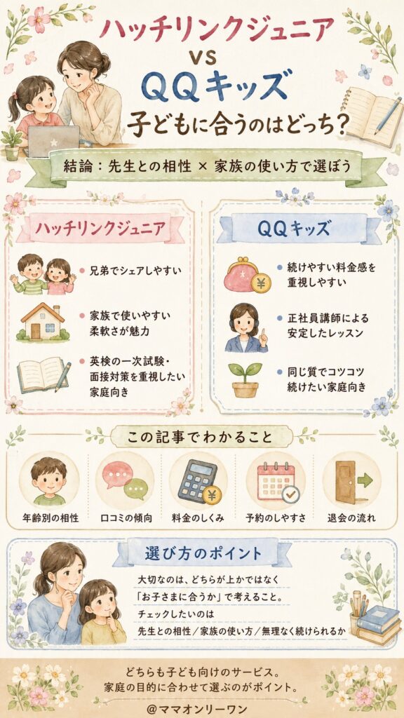 ハッチリンクジュニアとQQキッズの比較、結局どっちが子どもに合う?