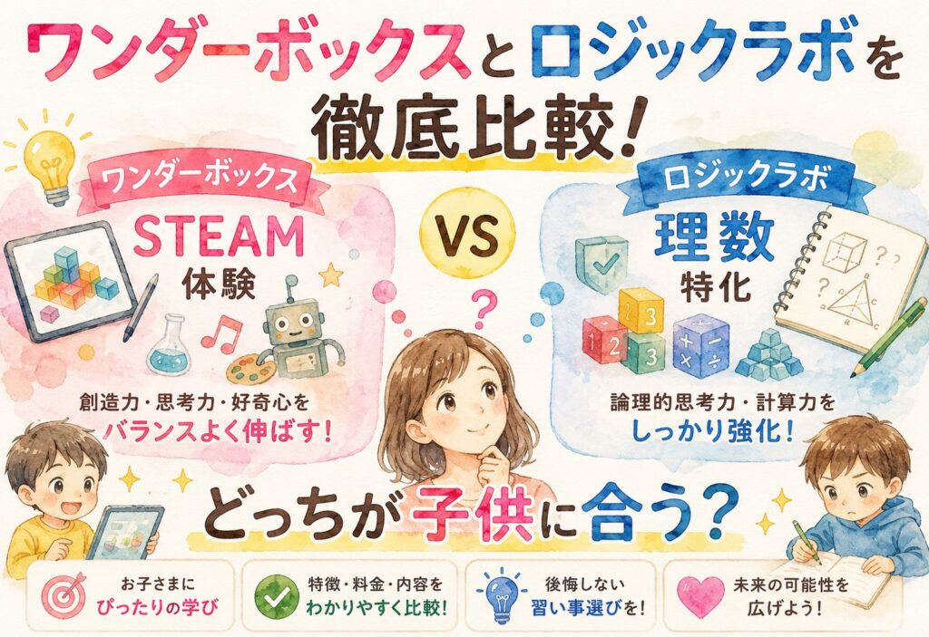 ワンダーボックスとロジックラボを徹底比較!STEAM体験か理数特化かどっちが子供に合う