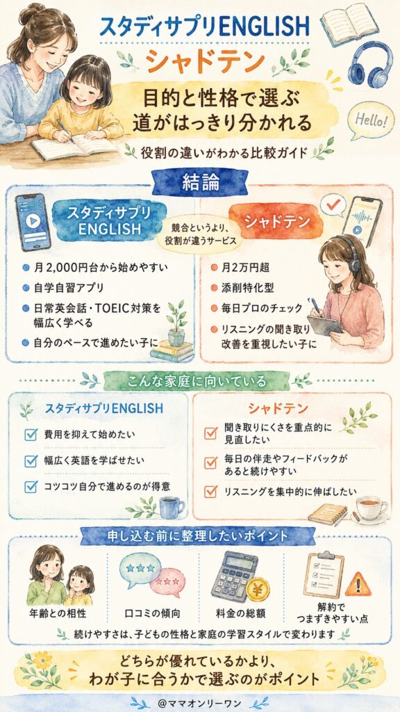 スタディサプリENGLISHとシャドテン、結局どっちが子どもに合う?