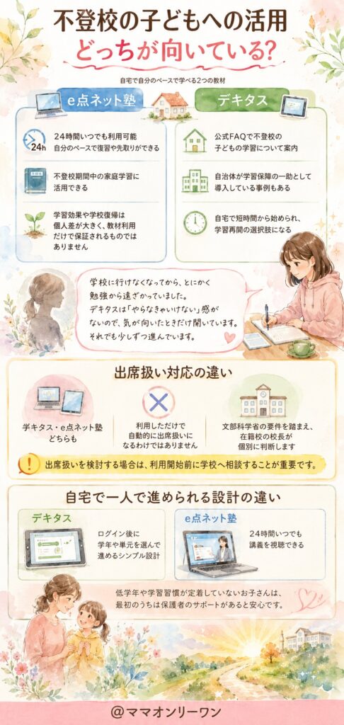 不登校の子どもへの活用、どっちが向いている?