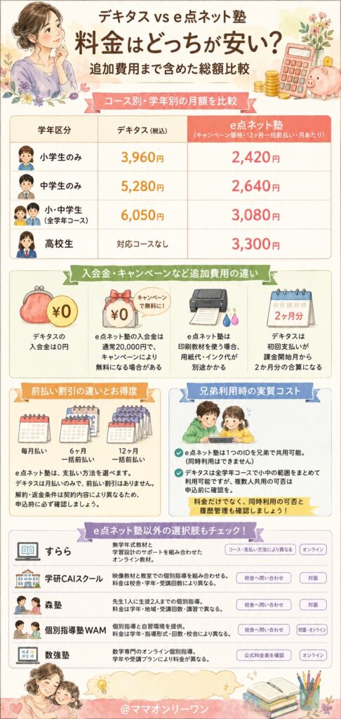 料金はどっちが安い?追加費用まで含めた総額比較