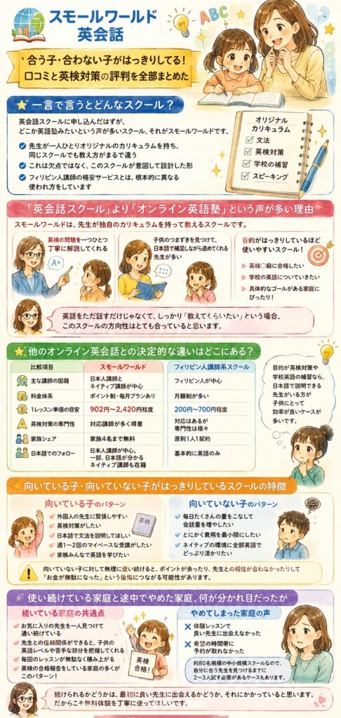 スモールワールド英会話の評判、一言で言うとどんなスクール?
