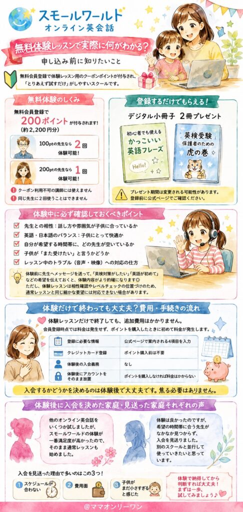スモールワールドオンライン英会話 無料体験レッスンで実際に何がわかる?申し込み前に知りたいこと