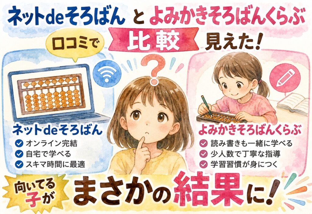 ネットdeそろばんとよみかきそろばんくらぶ比較口コミで見えた向いてる子がまさかの結果