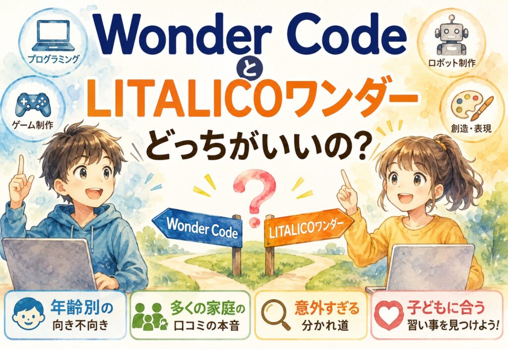 Wonder CodeとLITALICOワンダーはどっちがいいの?年齢別の向き不向きから多くの家庭の口コミの本音まで意外すぎる分かれ道
