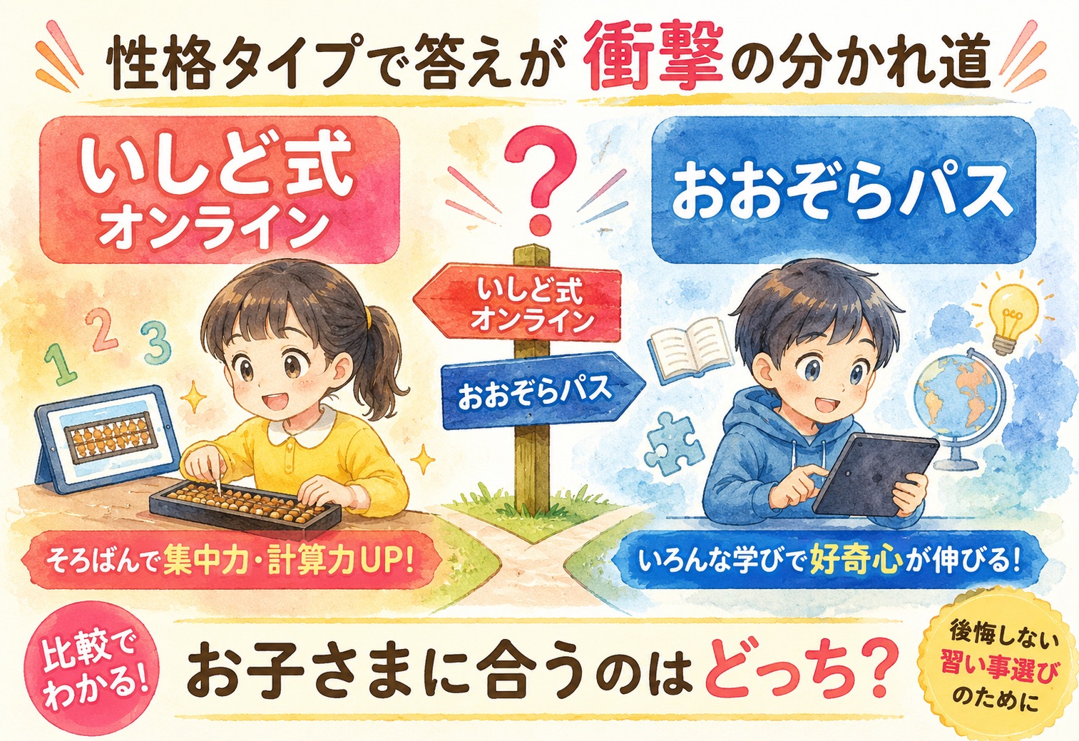 いしど式オンラインとおおぞらパス比較したら性格タイプで答えが衝撃の分かれ道