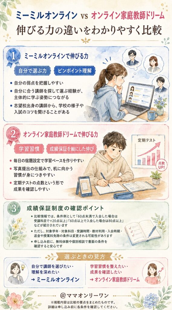 ミーミルオンラインとオンライン家庭教師ドリーム　将来どんな力が手に入るの?学習成果の違いを比べてみた