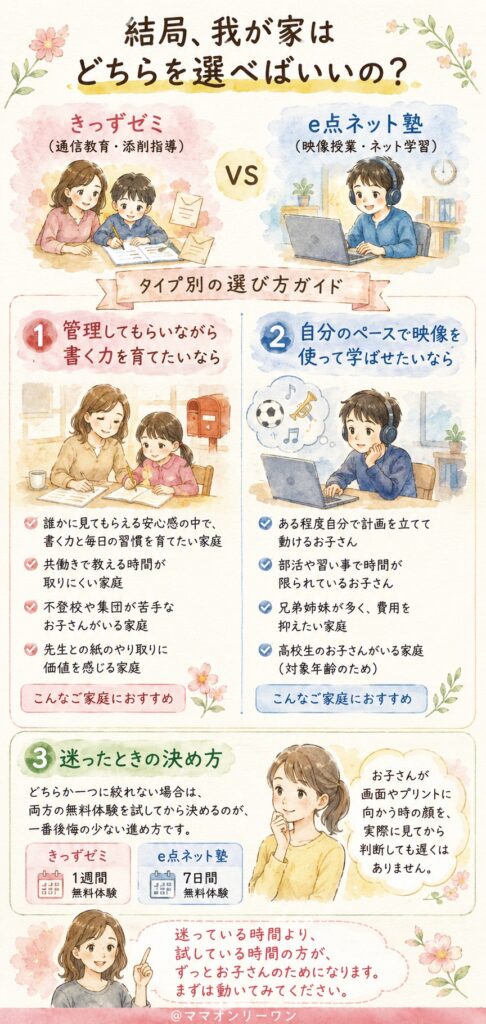 きっずゼミとe点ネット塾 結局、我が家はどちらを選べばいいの?